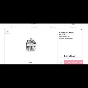 Retired Pandora Cupcake Charm w/ 14kt top